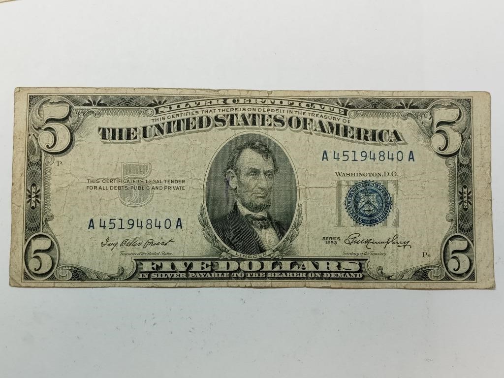 OF) 1953 $5 silver certificate