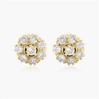 14K YELLOW GOLD 1.75CT DIAMOND EARRINGS