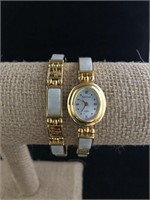 Vintage Gem Time Jade Goldtone Watch & Bracelet