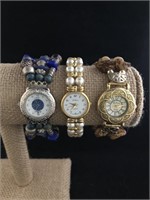 3 Vintage Le Baron Beaded Ladies Watches