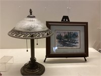 George Elliott print & table lamp