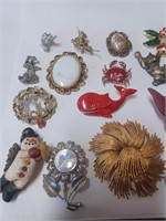 Lot of Various Brooches to Include Whale, Flower
