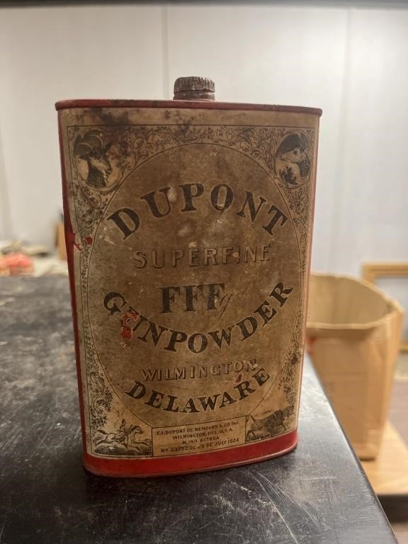 ANTIQUE DUPONT FFF GUNPOWDER TIN