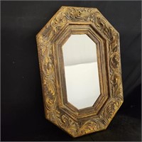 Oblong octagon mirror- heavy ornate wooden frame
