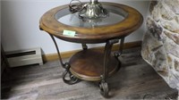 GLASS TOP LAMP TABLE 28 x 28 x 24