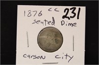1876 CARSON CITY SEATED DIME