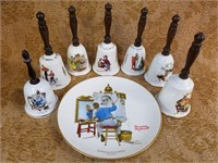 NORMAN ROCKWELL COLLECTORS BELLS AND PLATE