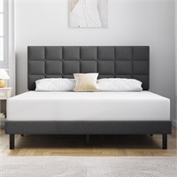 QUEEN Molblly Bed Frame Upholstered Dark Gray