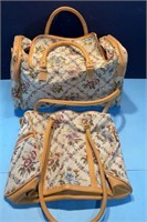 New floral cloth duffel & shoulder bags.