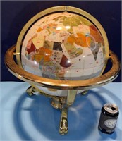 16in globe made of stone pieces see desc