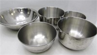 5 Stainless Steel Bowls - Various Sizes
