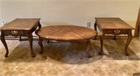 Mint condition Oval Coffee Table & 2 End tables