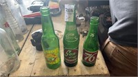 Lot of Vintage Green Bottles