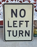 NO LEFT TURN ALUMINUM STREET SIGN