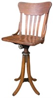 1900's Oak Swivel Drafting Chair