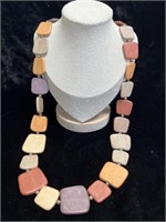 Multicolored square bead necklace; vintage