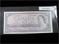BOC 1954 $10 Banknote Beattie / Raminsky