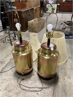 2 Tall Copper Tin Lamps / Lampshades.