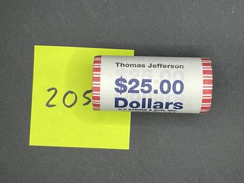 Thomas Jefferson $1Coins (Roll of $25)