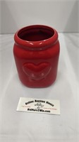 Red Ceramic Heart Jar without Lid