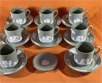 1950s Wedgwood Sage Demitasse Cups/Saucers