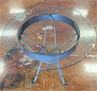 METAL BASE GLASS TOP ROUND TABLE