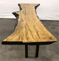 HAND MADE SPALTED MAPLE TABLE WITH IRON BASE