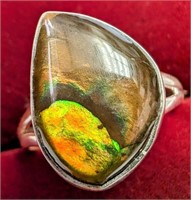 $200 Silver Canadian Ammolite  Ring