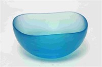 Venini Murano Mid-Century Blue Satin Glass Bowl