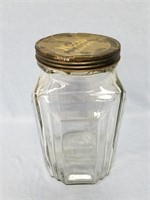 Large lidded glass jar 11"       (O 110)