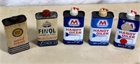 5 pcs - 4oz  oil cans- Marathon, Standard & more