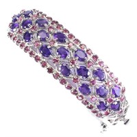 Natural Amethyst Rhodolite Garnet Bangle