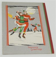 Vintage 1930’s Ice Skaters Season’s Greetings