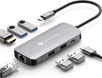 NOVOO USB C Hub Ethernet, 7 in 1 USB C Multiport A