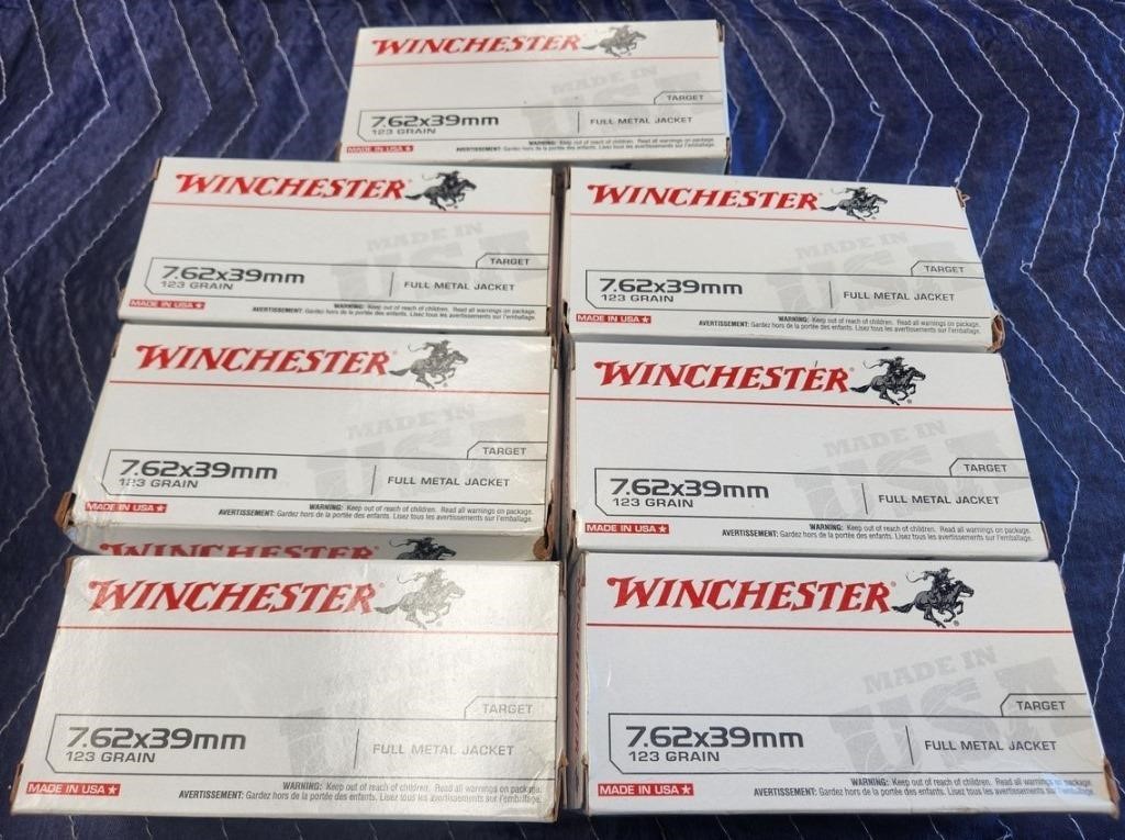 P - 7 BOXES WINCHESTER 7.62X39MM FMJ AMMO (A21)