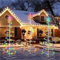 3 Pcs LED Spiral Christmas Trees Outdoor Light up