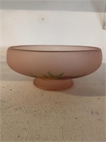 1940's Art Deco Pink Satin Pedestal Bowl 8.5"