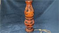 Wooden Carved Lamp Tribal Pattern