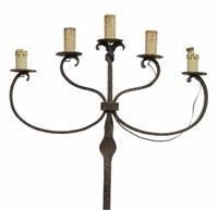 FRENCH WROUGHT IRON 5-LIGHT CANDELABRUM FLOOR LAMP