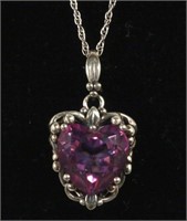 AMETHYST & WHITE SAPPHIRE STERIING SILVER PENDANT