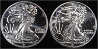 (2) 1 OZ .999 SILVER WALKING LIBERTY DESIGN ROUNDS