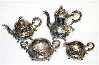 Wonderful Victorian 4pc Antique Footed & Handled