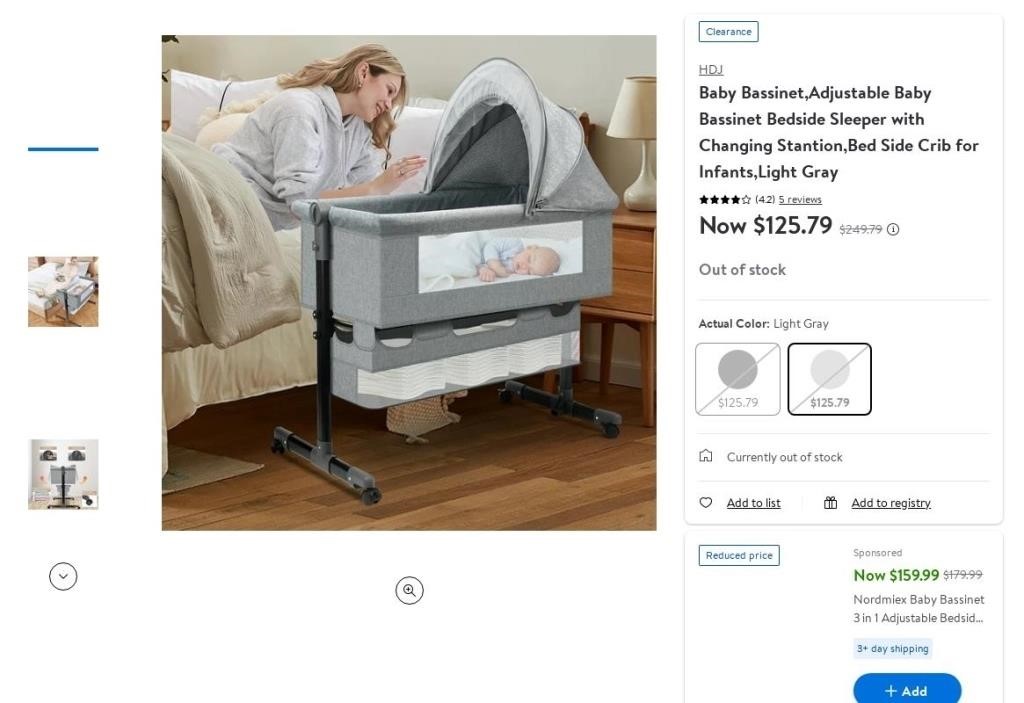 E2624  HDJ Adjustable Baby Bassinet