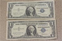 Lot of 2 1957 Blue Seal $1.00 Note