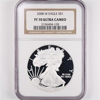 2008-W Proof Silver Eagle NGC PF70 UC