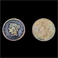 (2) Large Cents (1840, 1847) LIGHTLY CIRCULATED