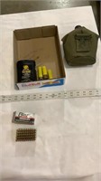 Water canister, gun wipes, 22 long rifle ammo