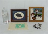 Cats ~ Tile Trivet, Silhouette Picture Frame & Bag