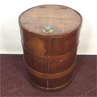Wood Barrel with Lift Top Lid