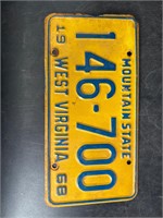 1968 WEST VIRGINIA LICENSE PLATE #146700